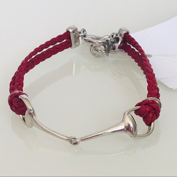 Gucci Jewelry - Gucci Silver Red Leather Bracelet